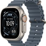 Apple Watch Ultra 3 49 mm Prírodný titán s oceľovo modrým oceánskym remienkom