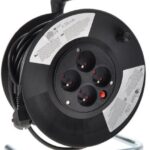 Solight Predlžovací prívod na bubne, 4 zásuvky, čierny, 25 m