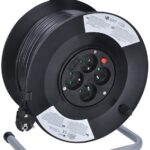 Solight Predlžovací prívod na bubne, 4 zásuvky, čierny, 50 m