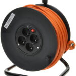 PremiumCord predlžovací kábel 230V 50m bubon, 4x zásuvka, oranžový